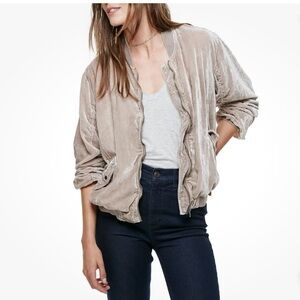 Free People Ruched Velvet Bomber Jacket   sz 8